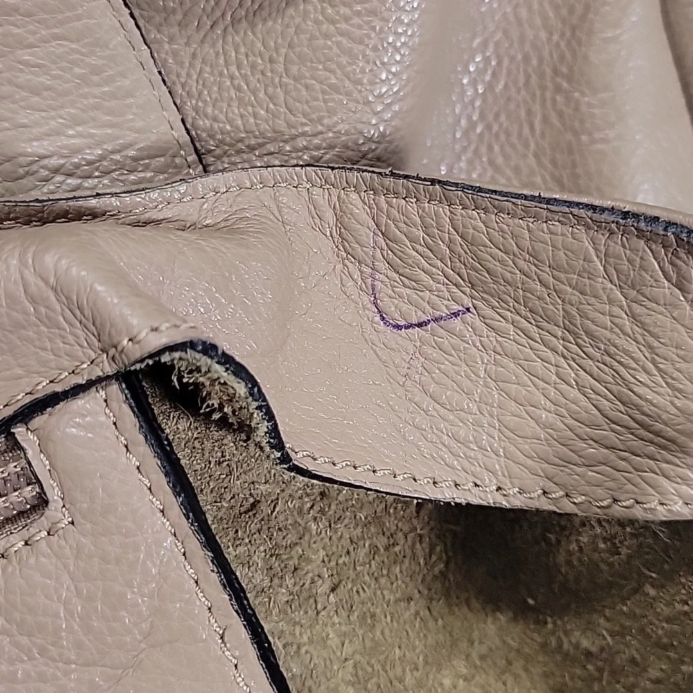 Coccinelle Taupe Leather Tote Bag with Tassel